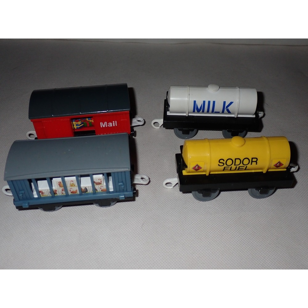 Thomas & Friends TrackMaster Train Cars Lot of 4 Sodor Fuel Milk Chicken Mail